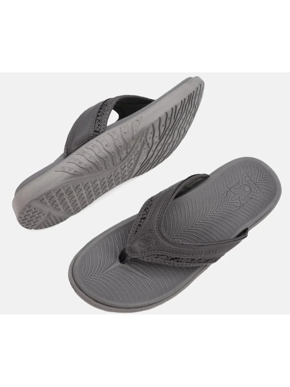 Men's All Grey Sport Flip Flops Comfort Orthotic Thong Sandals Arch Support